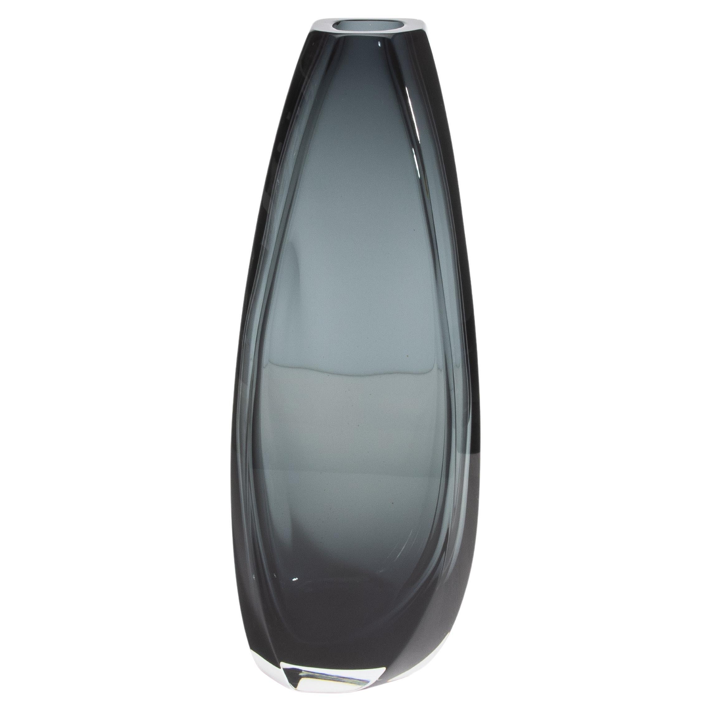Vaso di Murano soffiato a mano Vela in grigio alto