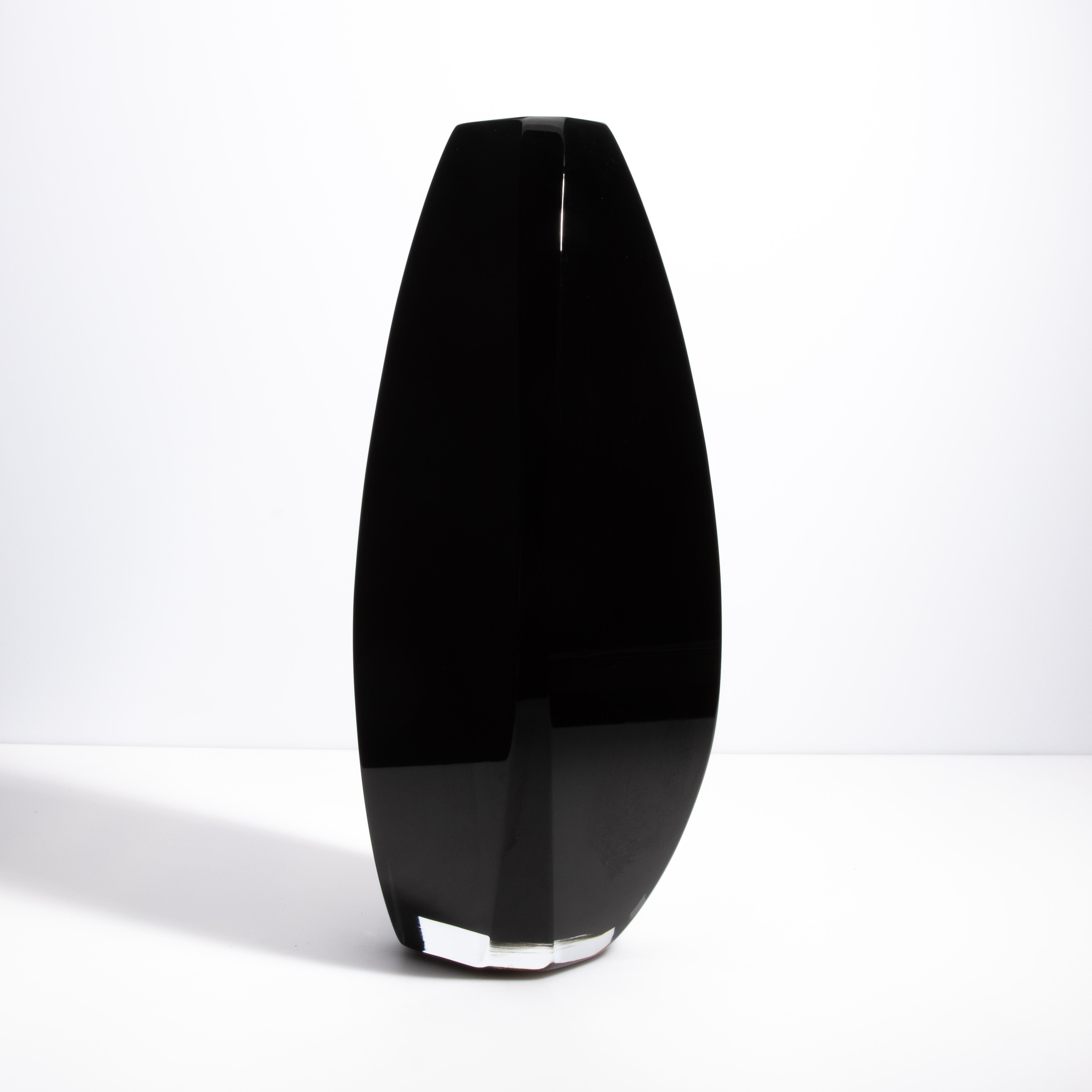 XXI secolo e contemporaneo Vaso di Murano soffiato a mano Vela in Onice Nero Alto in vendita