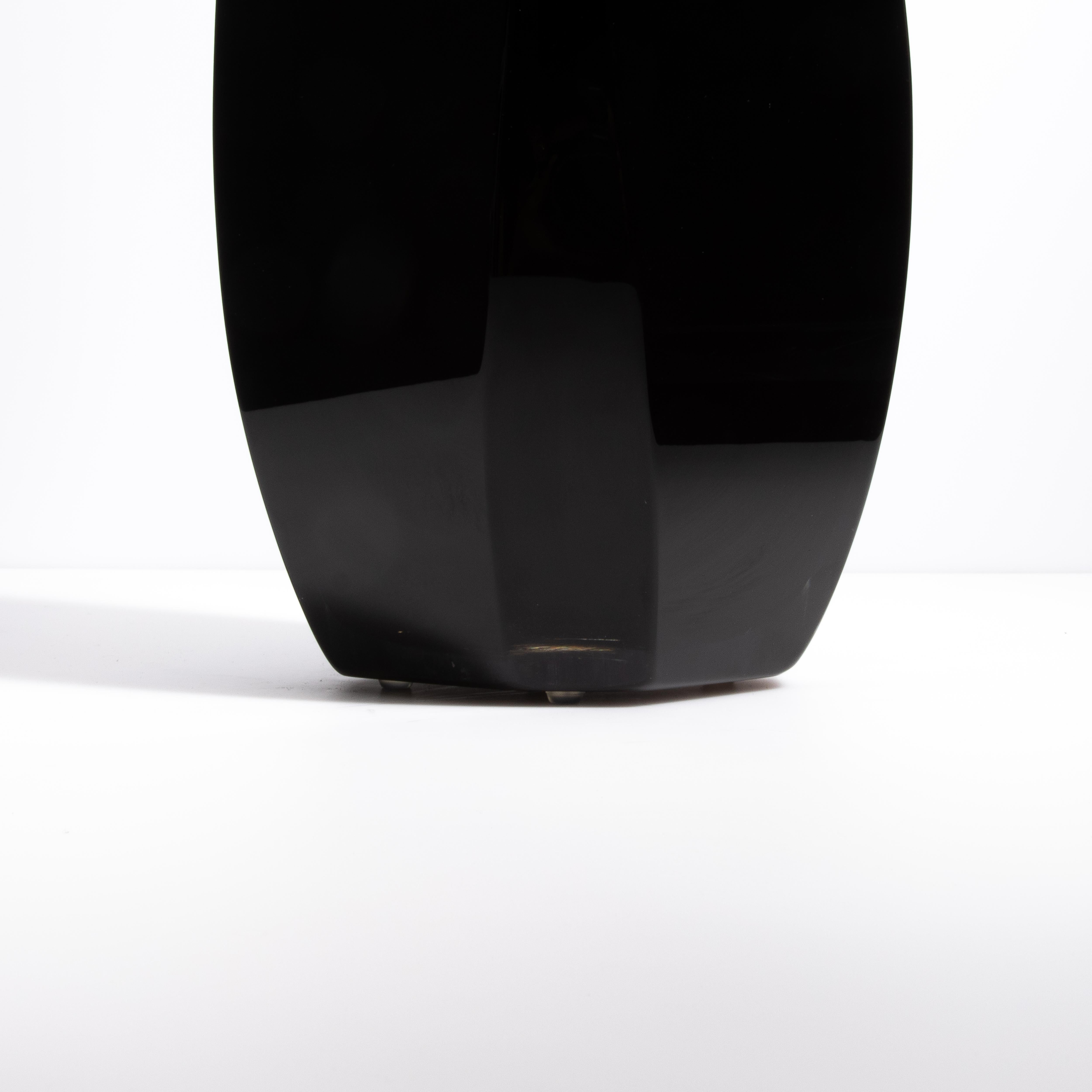 Vetro di Murano Vaso di Murano soffiato a mano Vela in Onice Nero Alto in vendita