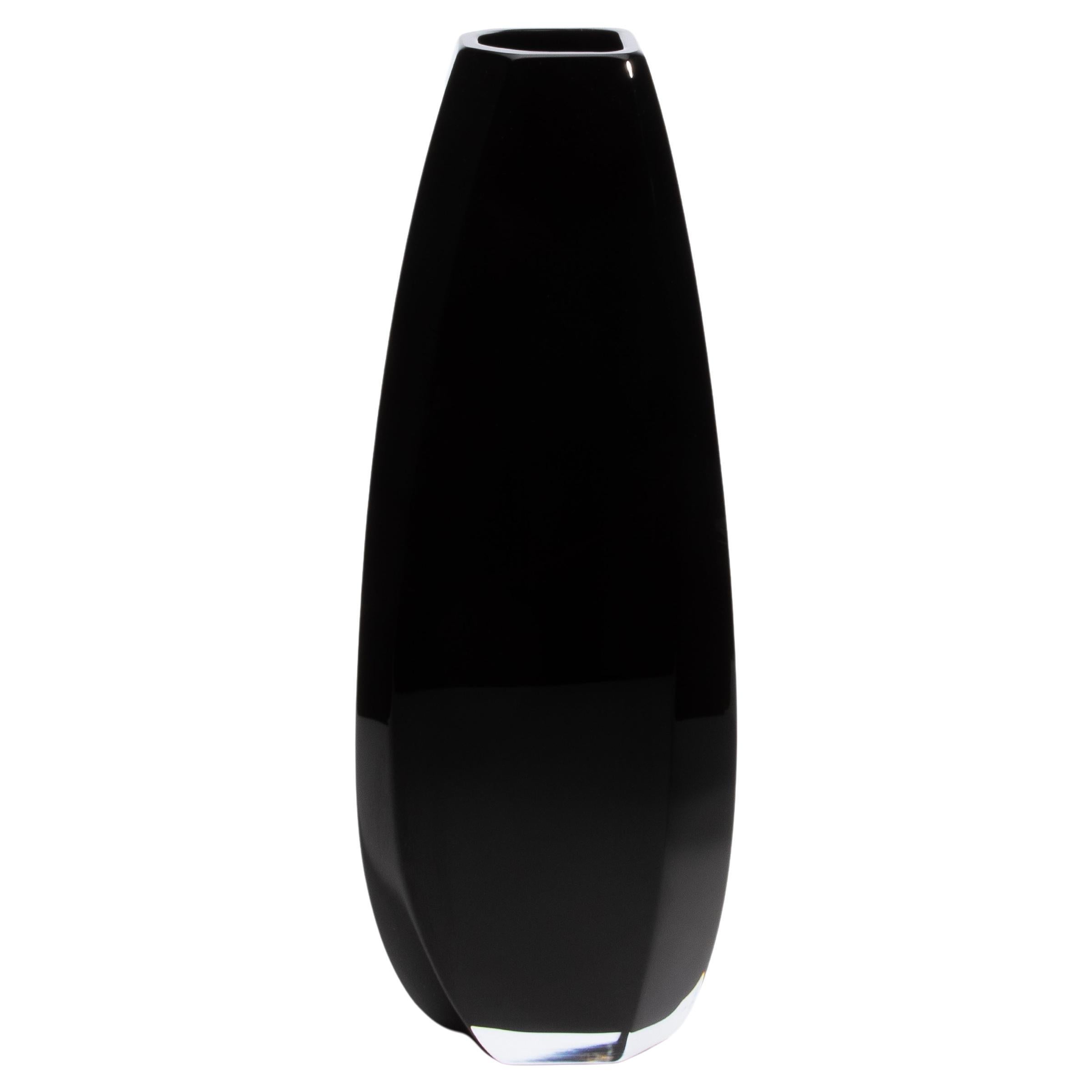 Vaso di Murano soffiato a mano Vela in Onice Nero Alto