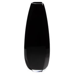 Hand Blown Murano Vase Vela in Onyx Black Tall