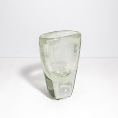 Hand Blown Murano Vase with Micro Threads in Clear