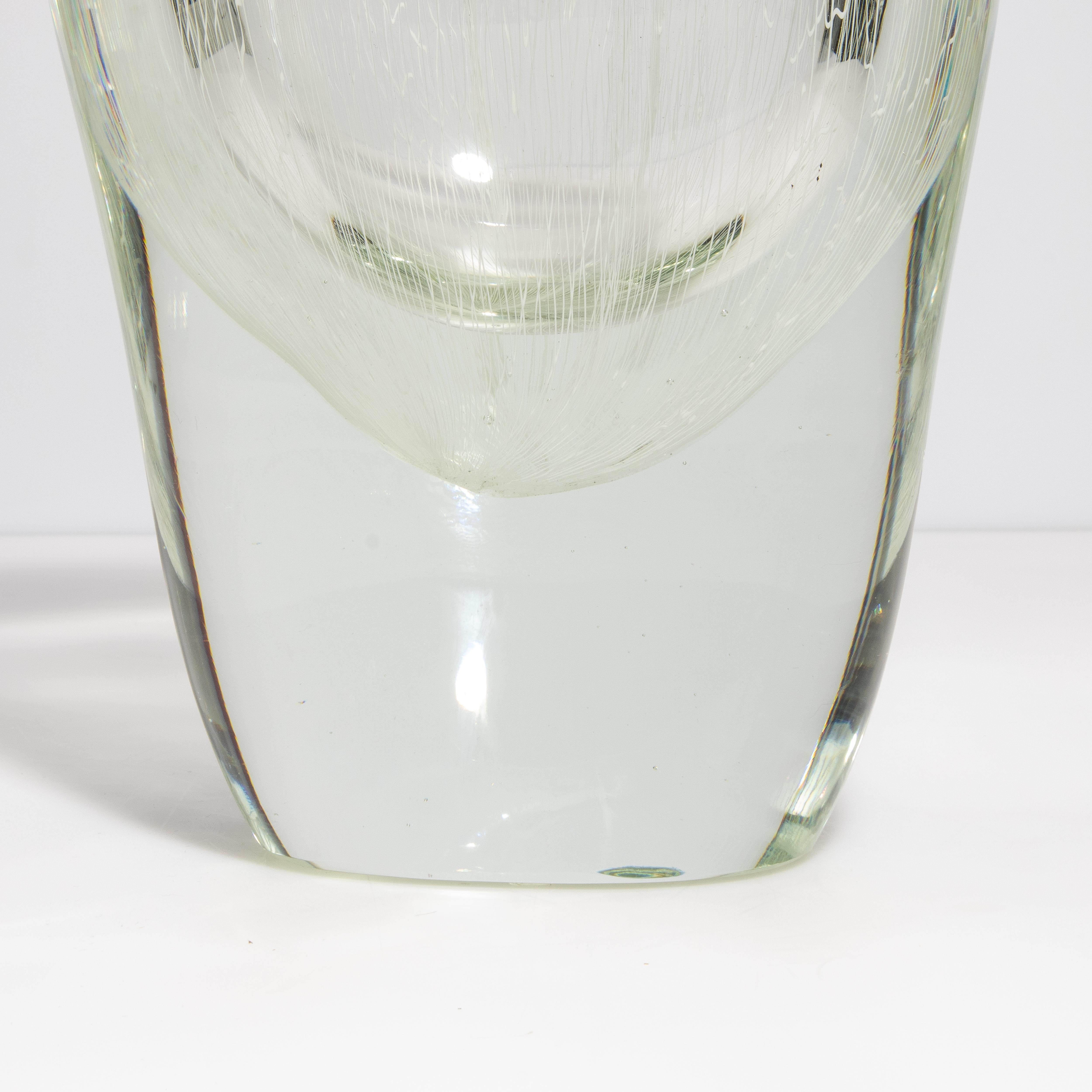 Vaso di Murano soffiato a mano con microfili e trasparente In condizioni ottime in vendita a West Hollywood, CA