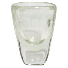 Hand Blown Murano Vase with Micro Threads in Clear