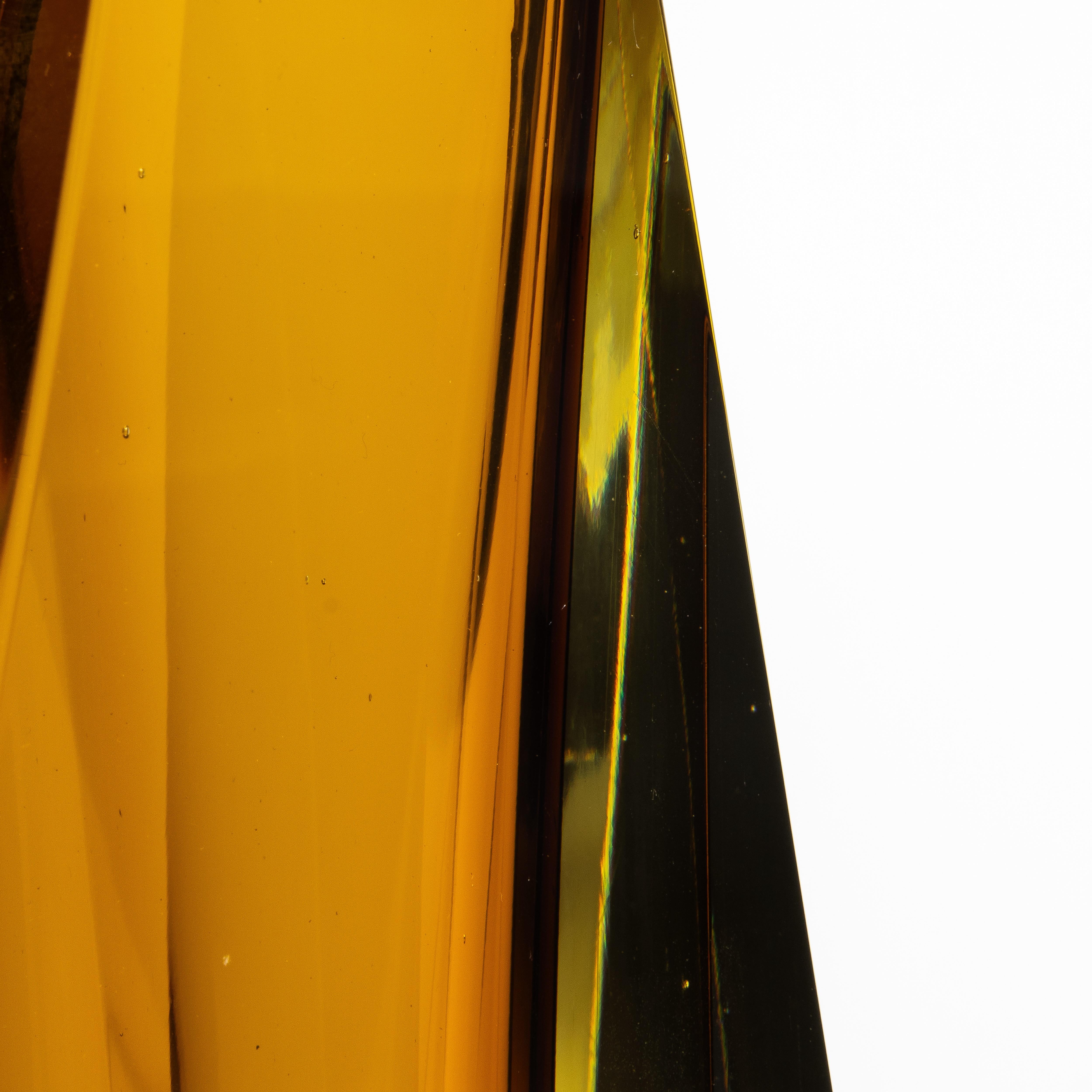 Hand Blown Murano Vase with Square Base in Amber For Sale 2