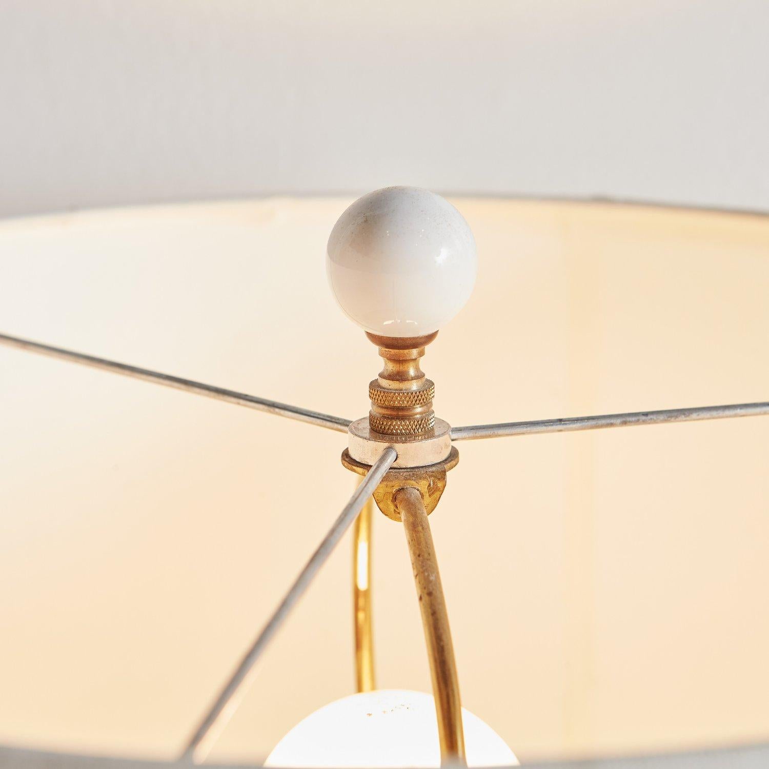 Brass Hand Blown Opalescent Glass Table Lamp