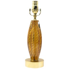 Hand Blown Petite Murano Table Lamp with Gold Flecks and Amber Color