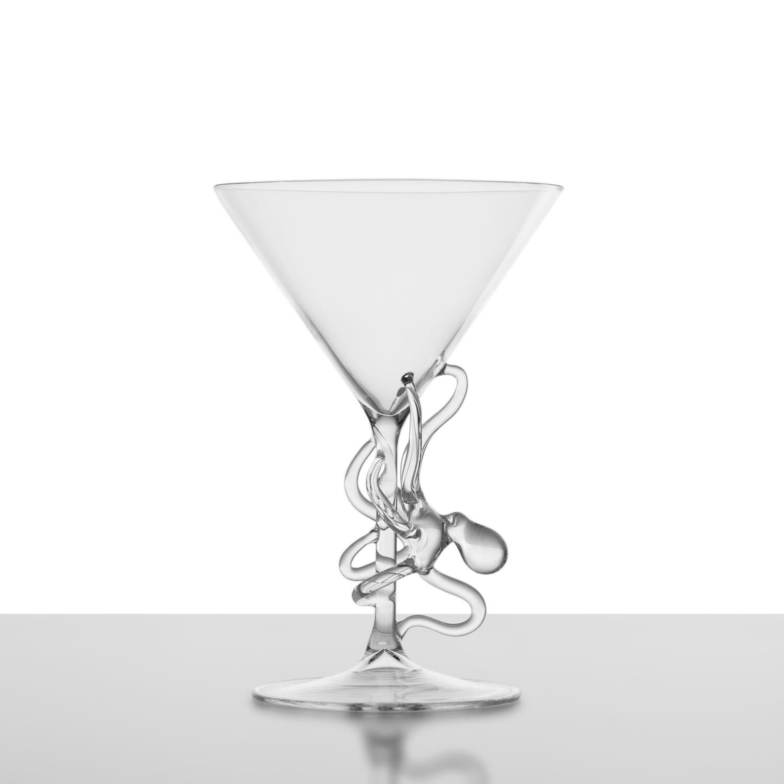 Handgeblasenes Polpo- Martini-Glas von Simone Crestani (Moderne) im Angebot