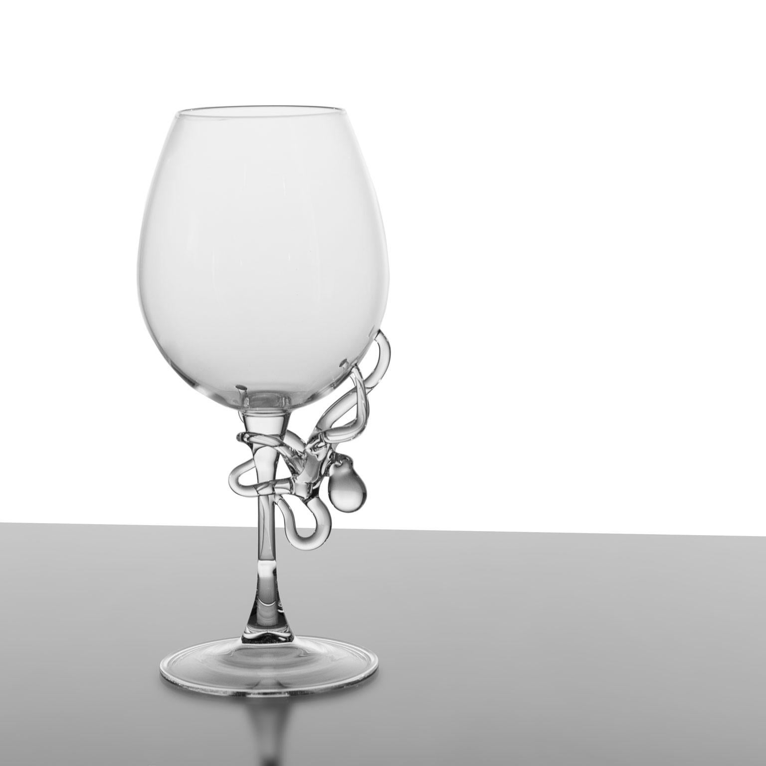 Modern Hand Blown Polpo White Wine Glass by Simone Crestani For Sale