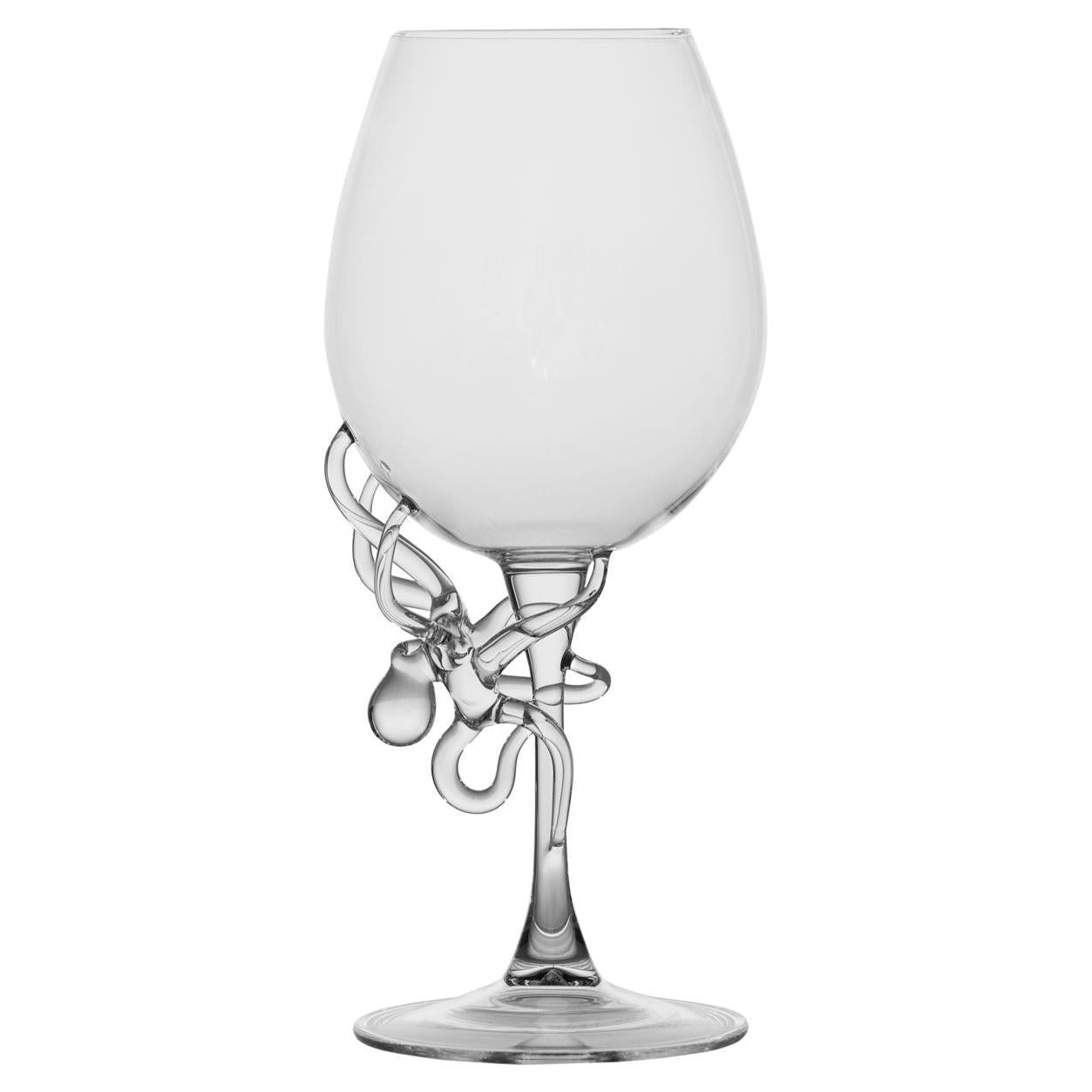 Weißes mundgeblasenes Polpo-Weinglas von Simone Crestani