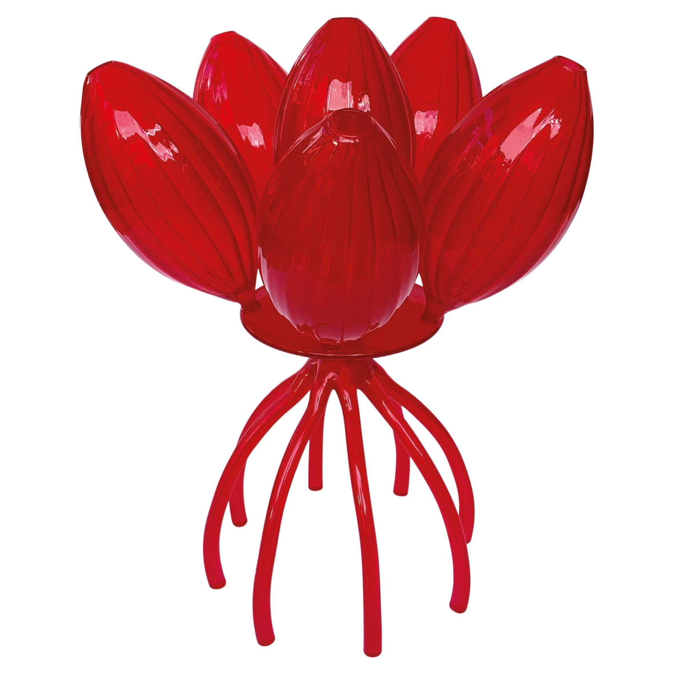 MidCentury HandBlown Glass Flower Vase For Sale at 1stDibs