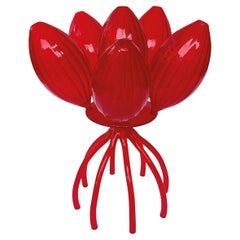 Hand-Blown Red Colored Glass Flower Vase Artifact, Shruberry