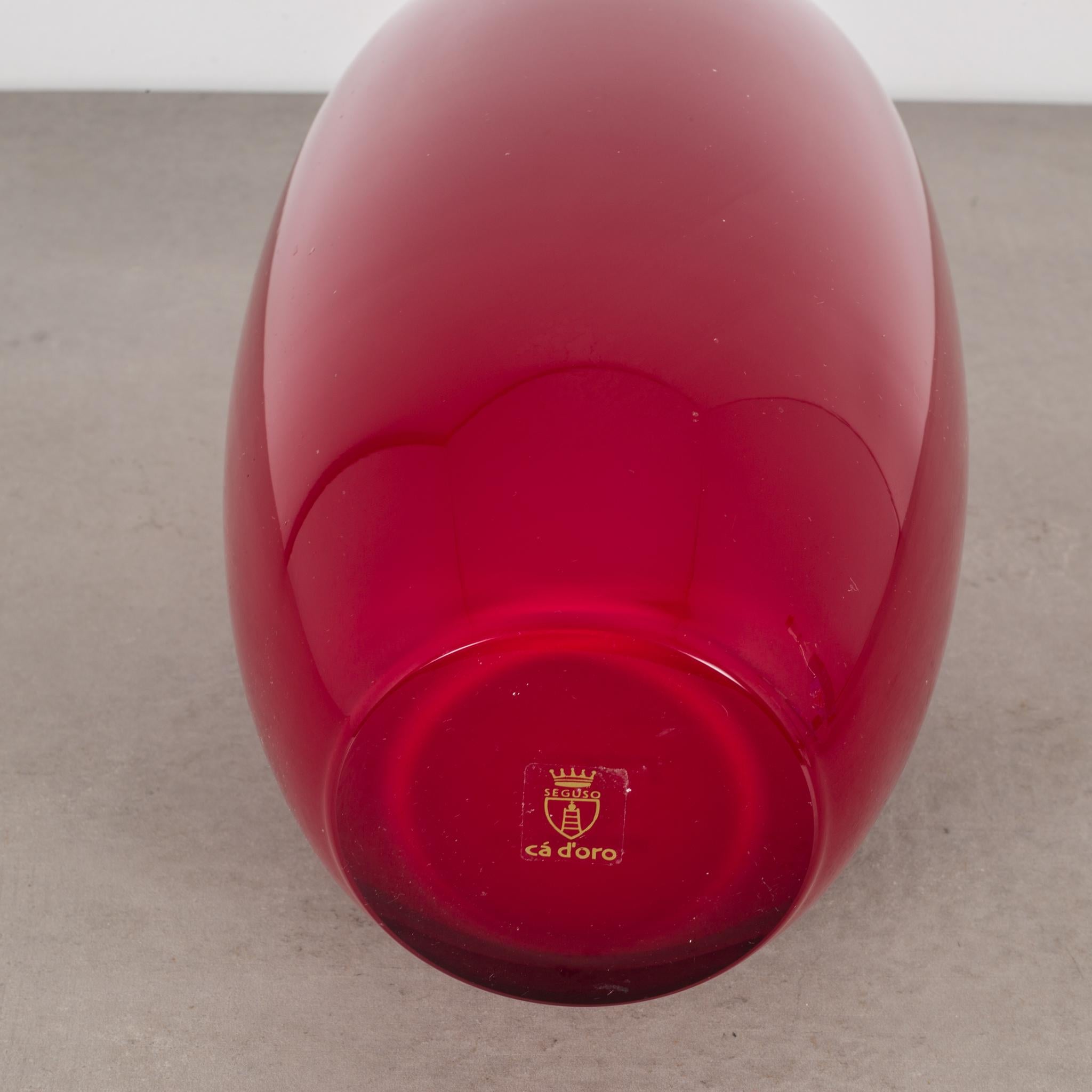 Contemporary Hand Blown Red Murano Glass Decanter Made in Italy