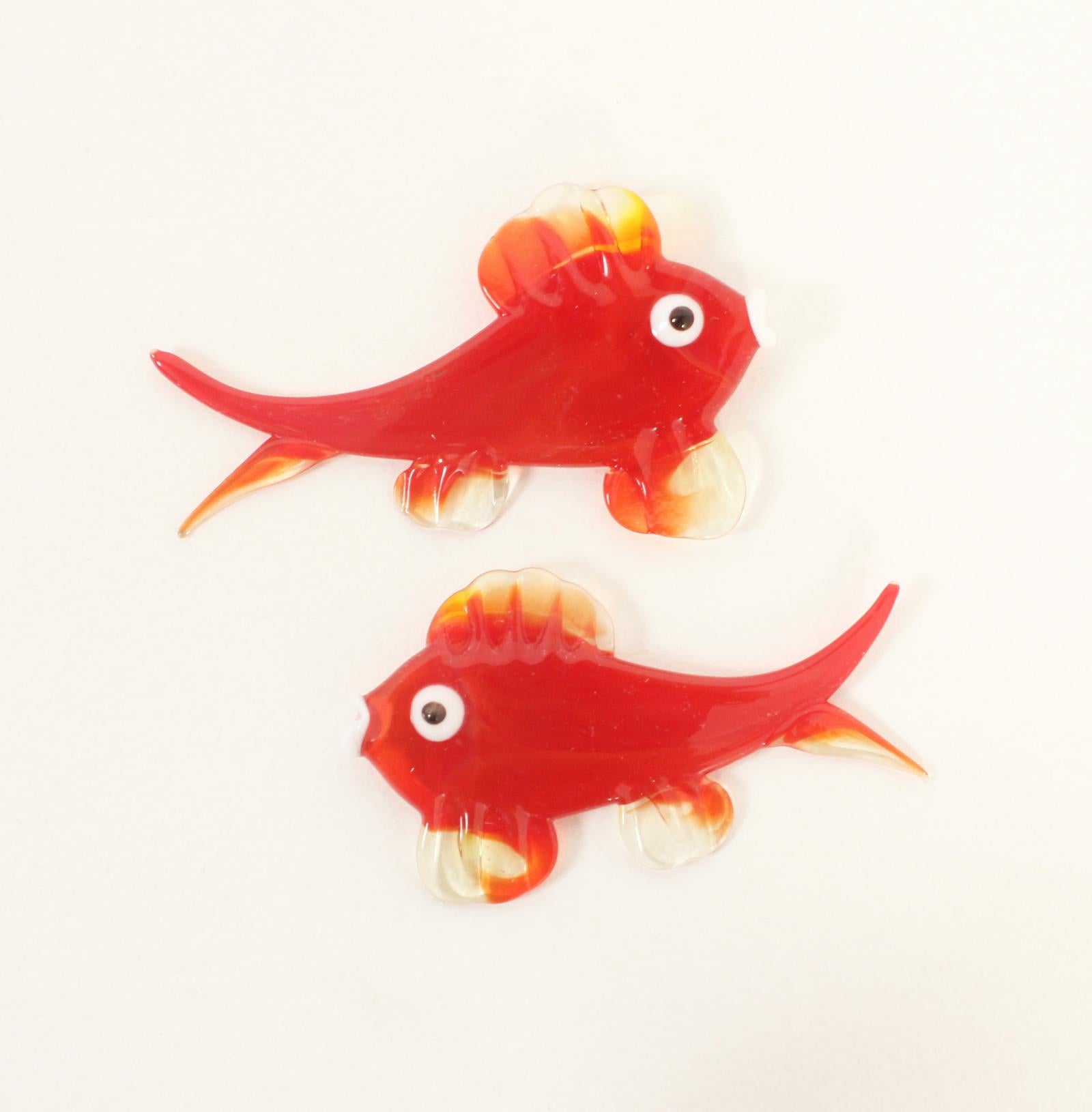 Handgeblasenes rotes Muranoglas-Fisch-Set, Italien, 1960er Jahre im Zustand „Hervorragend“ im Angebot in Barcelona, ES
