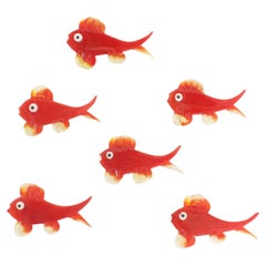 Hand Blown Red Murano Glass Fish Set, Italy, 1960's