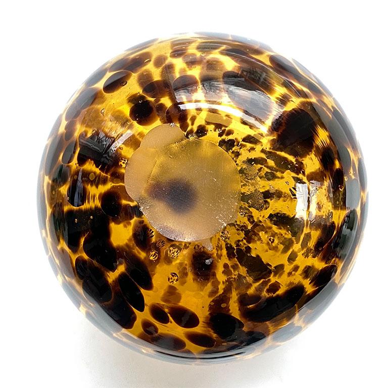 Italian Hand Blown Small Glass Tortoise Balloon Vase in Brown