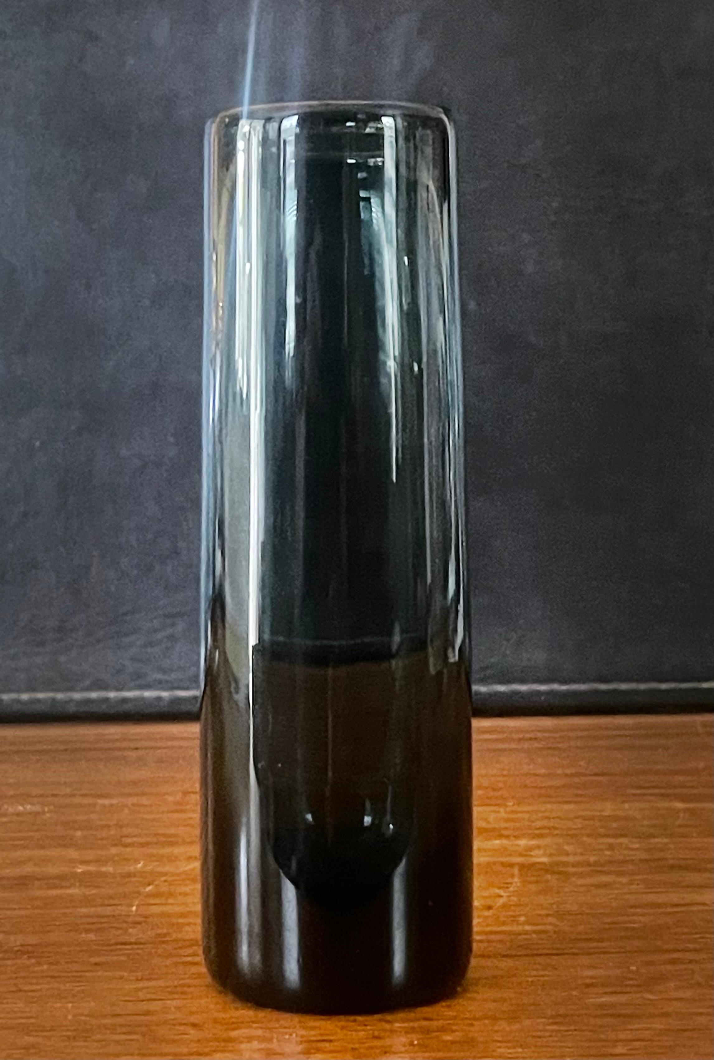 Danish Hand Blown Smoked Glass Cylindrical Vase by Per Lutken for Holmegaard For Sale
