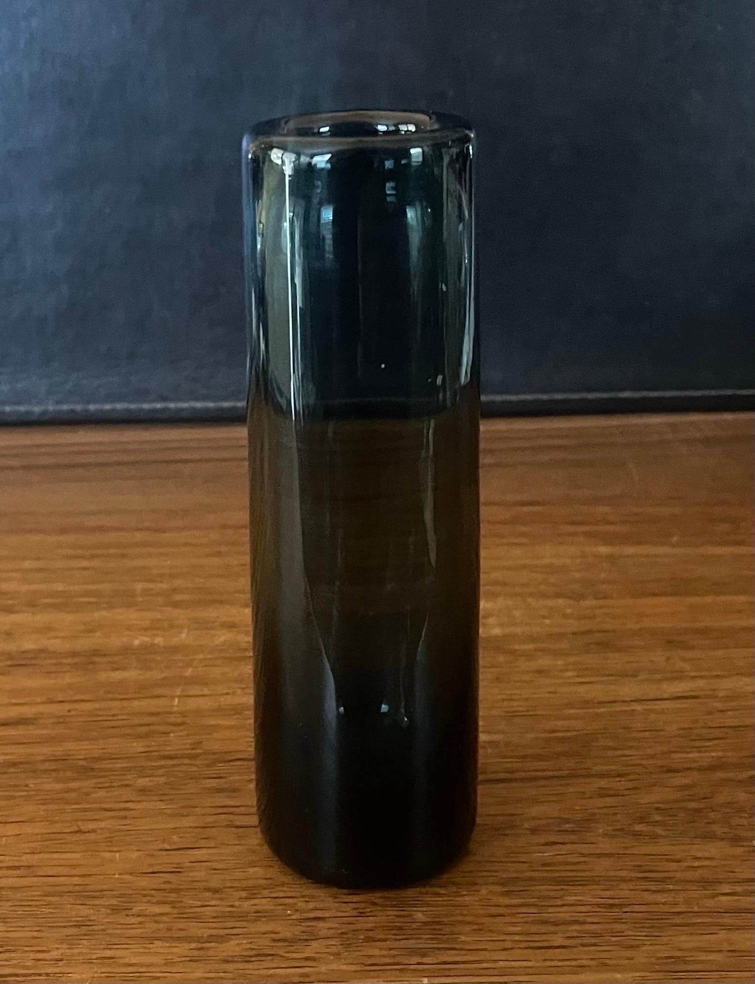 Hand Blown Smoked Glass Cylindrical Vase by Per Lutken for Holmegaard In Good Condition For Sale In San Diego, CA
