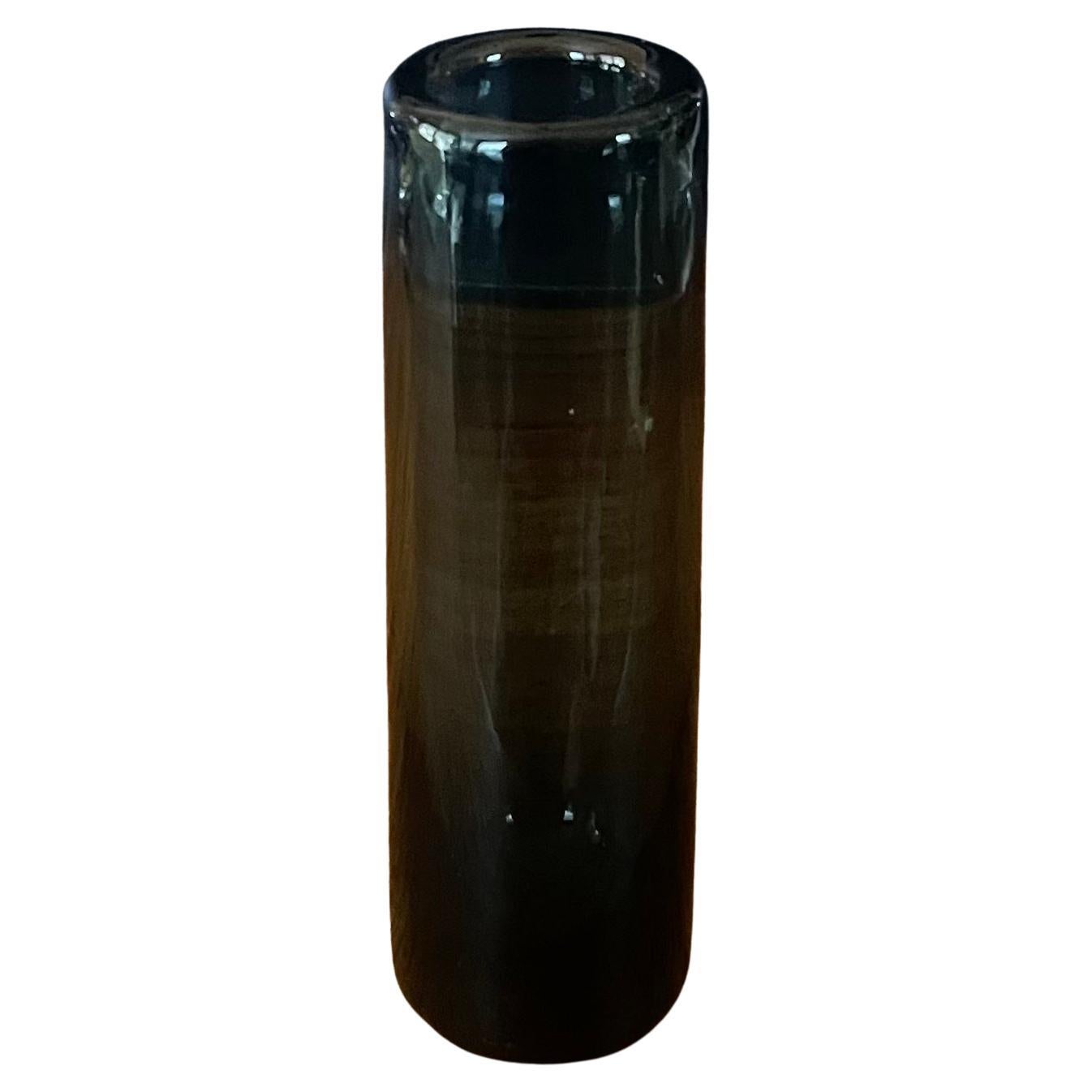 Hand Blown Smoked Glass Cylindrical Vase by Per Lutken for Holmegaard For Sale 2