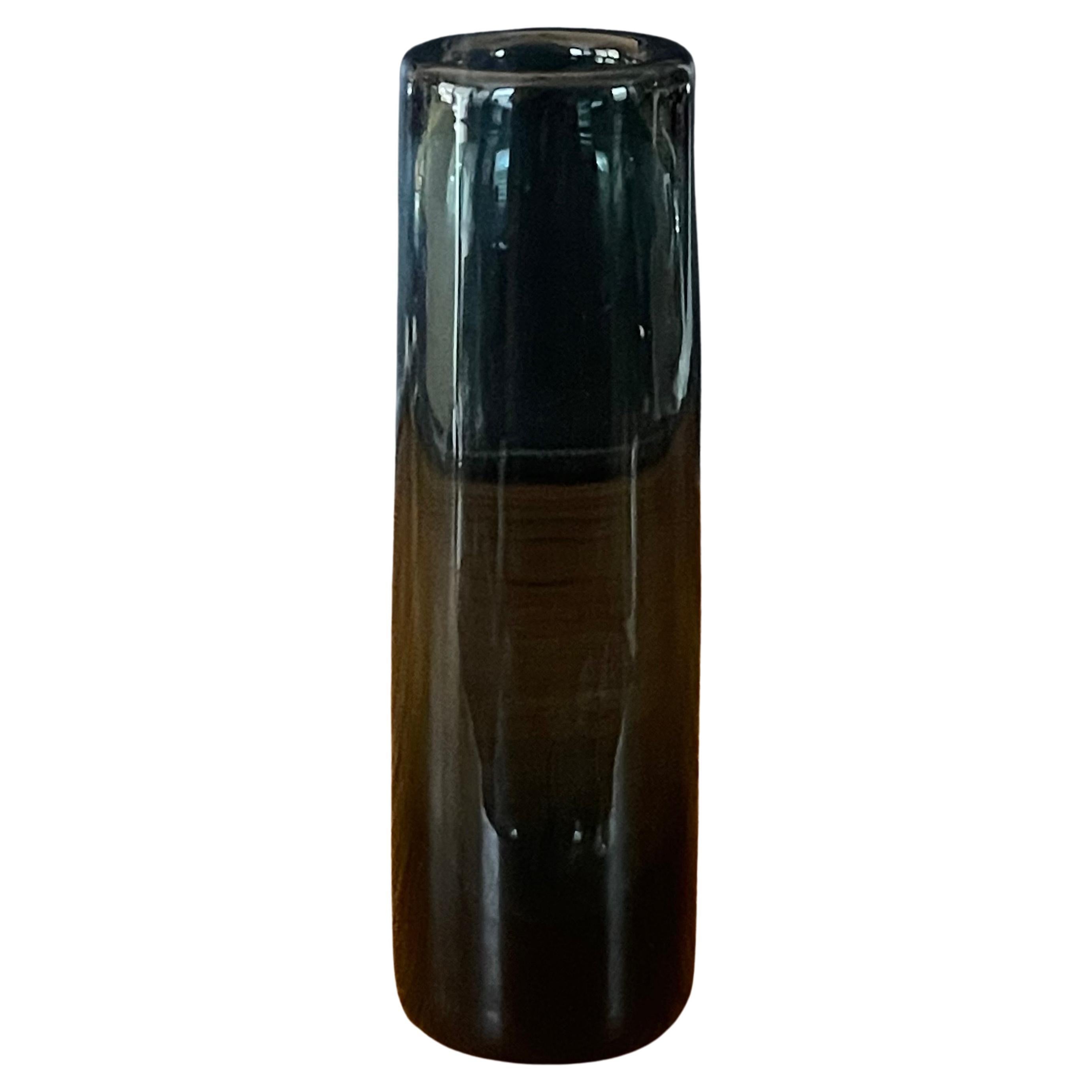 Hand Blown Smoked Glass Cylindrical Vase by Per Lutken for Holmegaard For Sale
