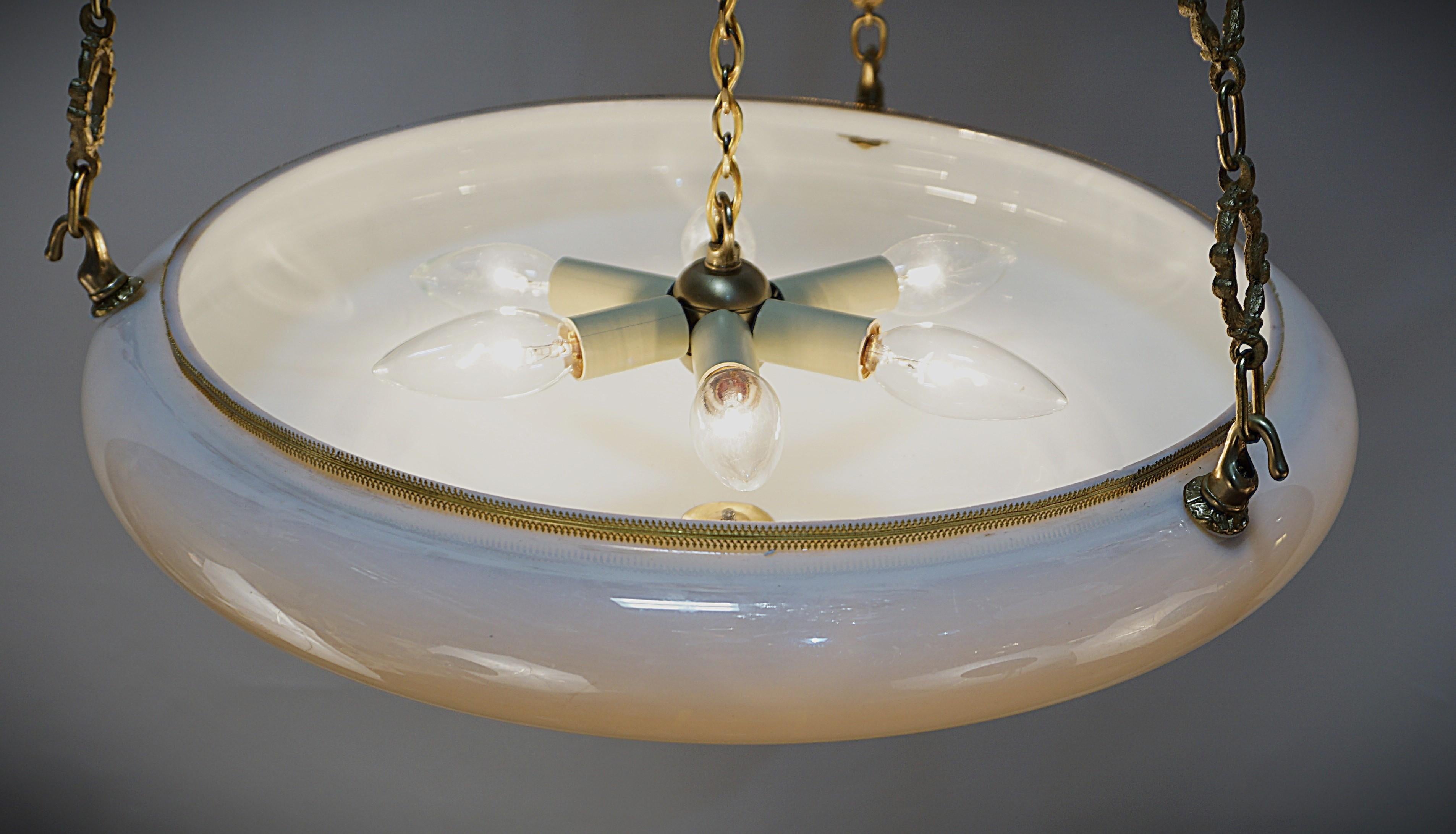 Hand Blown Steuben Glass Calcite Ceiling Pendant Chandelier 1