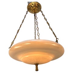 Hand Blown Steuben Glass Calcite Ceiling Pendant Chandelier