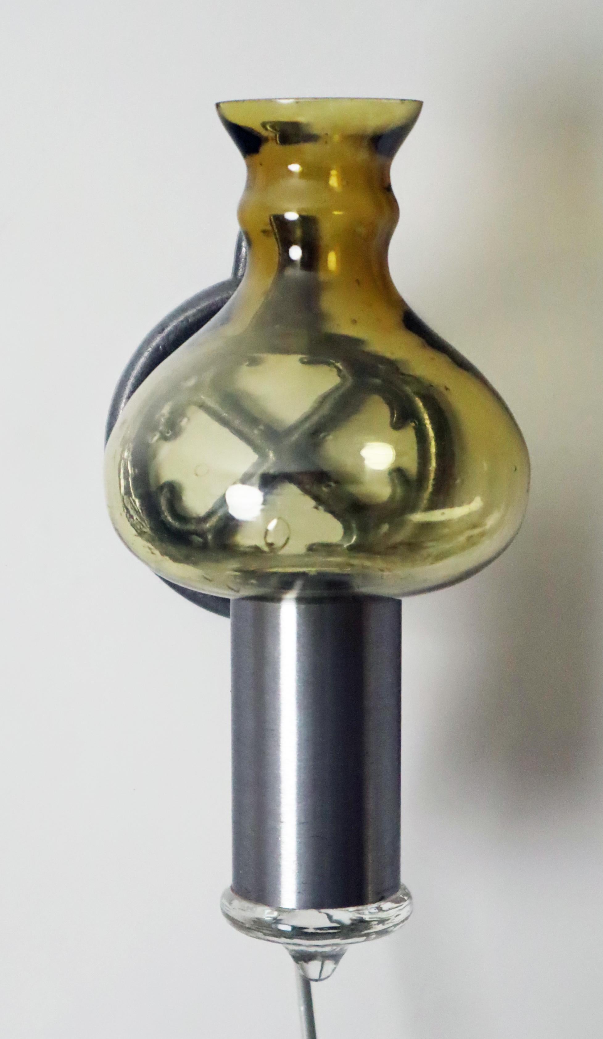 Applique en verre ambré suédois soufflé à la main d'Ostling Gnosjö, 1970 en vente 3