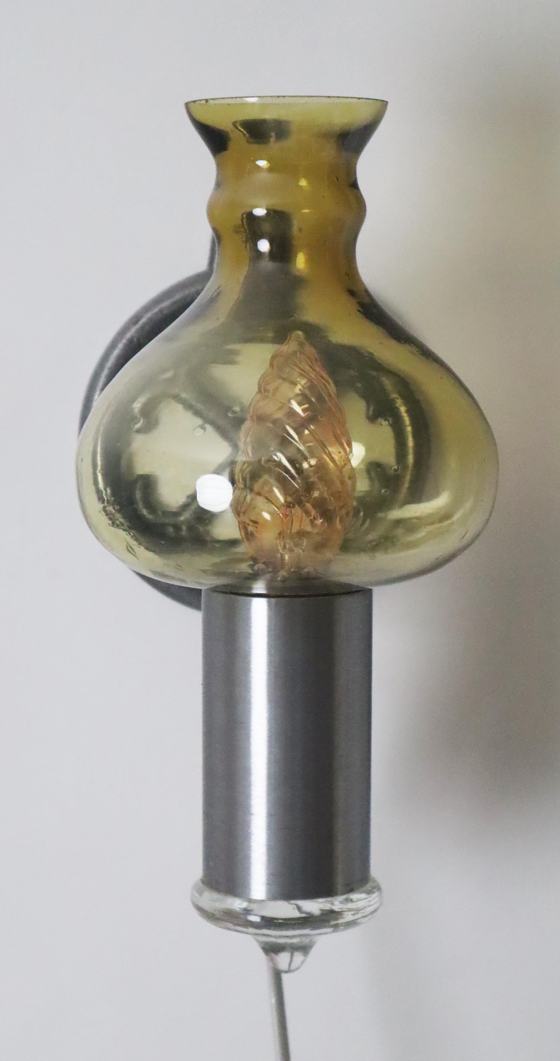 Fin du 20e siècle Applique en verre ambré suédois soufflé à la main d'Ostling Gnosjö, 1970 en vente