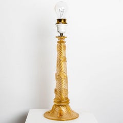 Hand Blown Table Lamp by Barovier & Toso Gold Murano Glass, Italy, 1950s