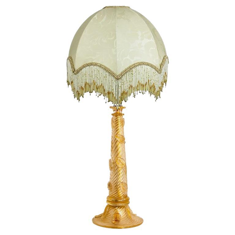 Hand Blown Table Lamp by Barovier & Toso Gold Murano Glass, Italy, 1950s