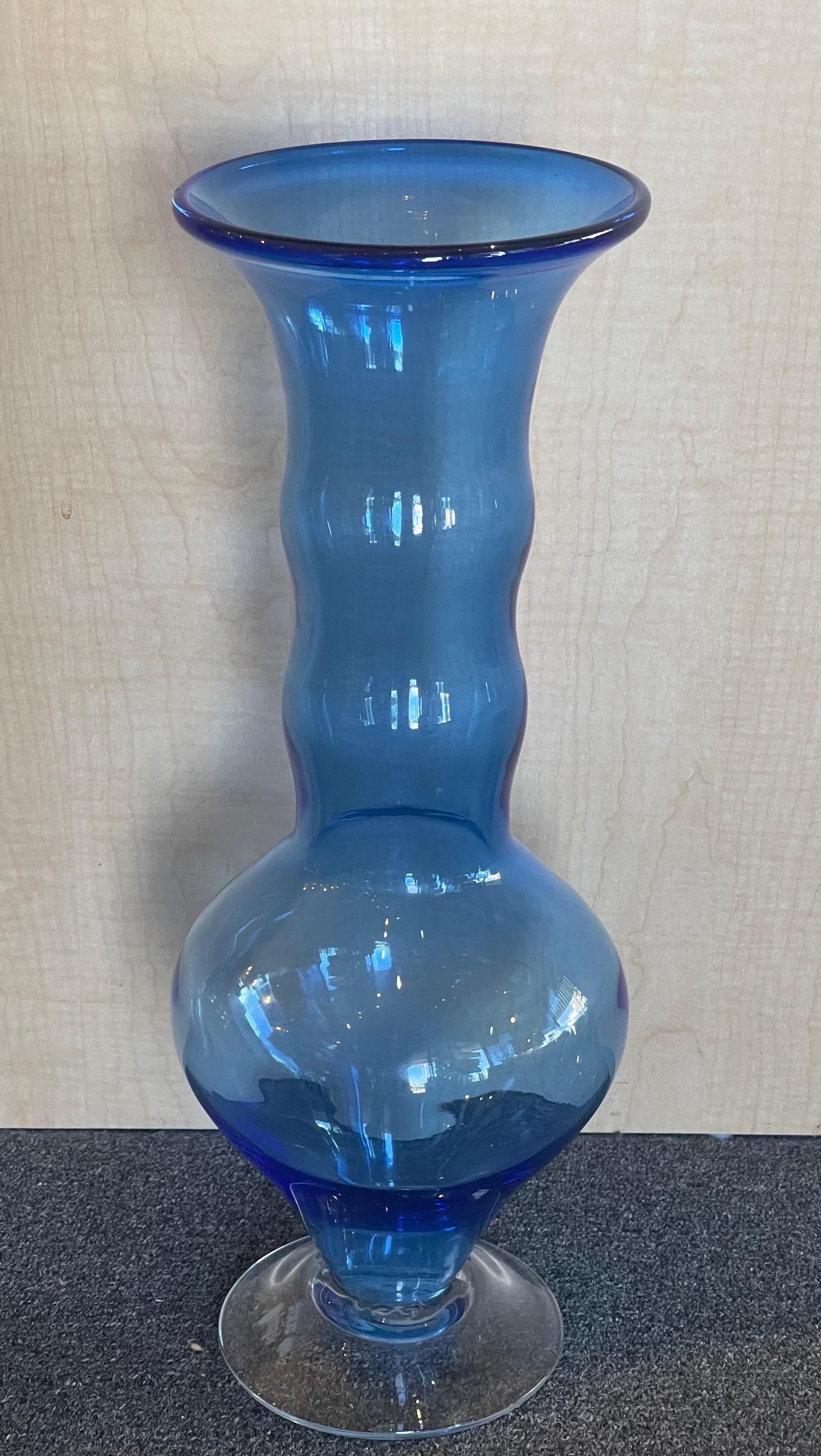 Modern Hand Blown Tall Art Glass Vase by Matt Carter for Blenko Glass #9730 For Sale