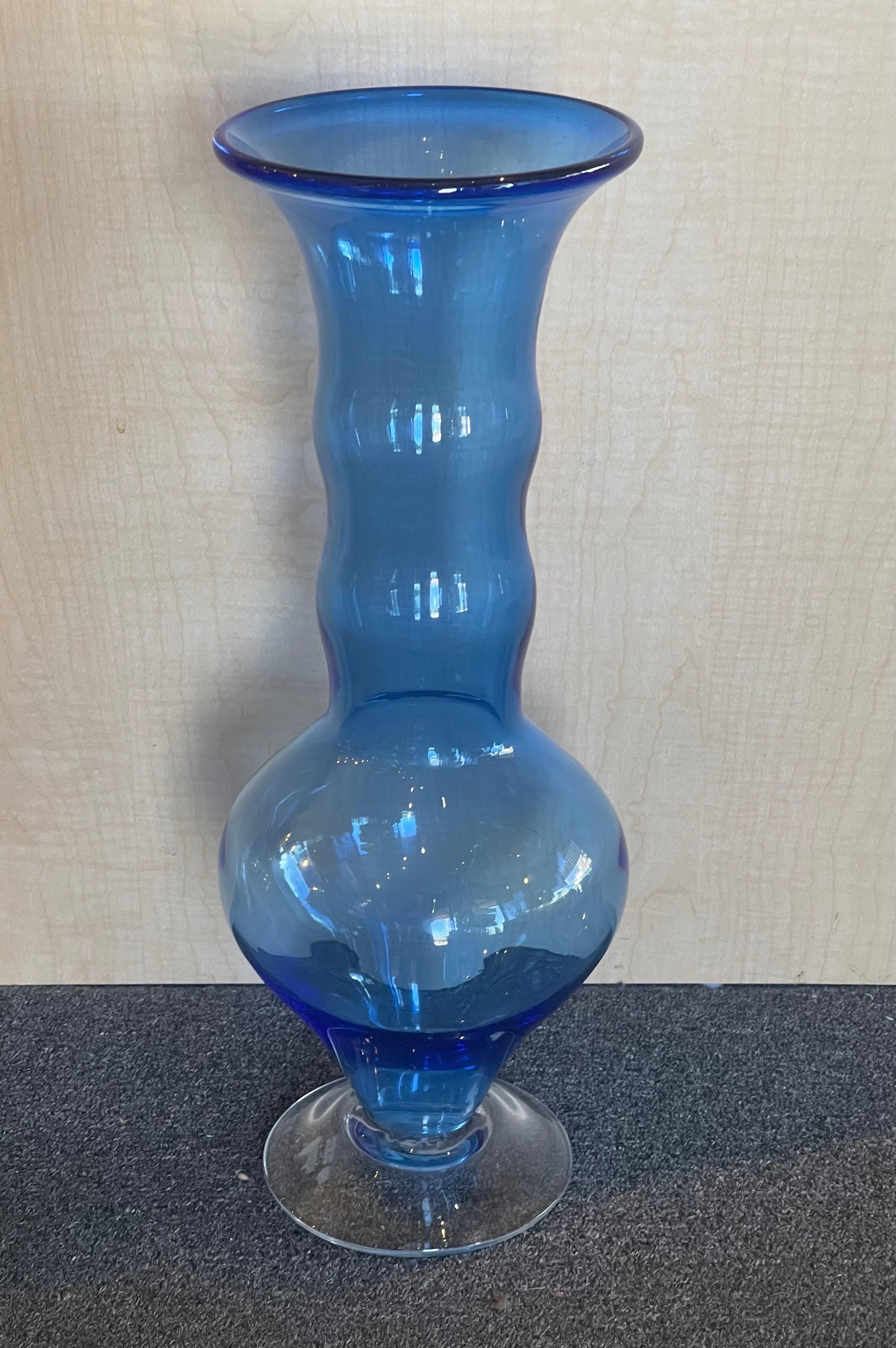 American Hand Blown Tall Art Glass Vase by Matt Carter for Blenko Glass #9730 For Sale