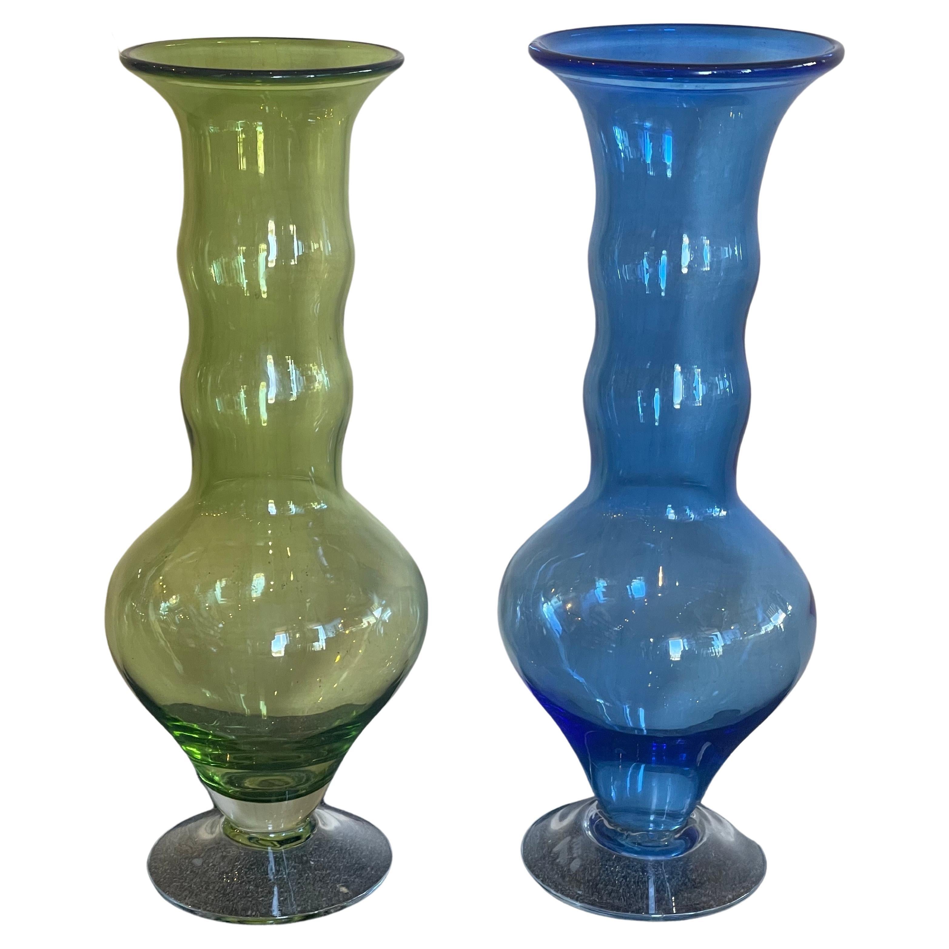 Hand Blown Tall Art Glass Vase by Matt Carter for Blenko Glass #9730 For Sale