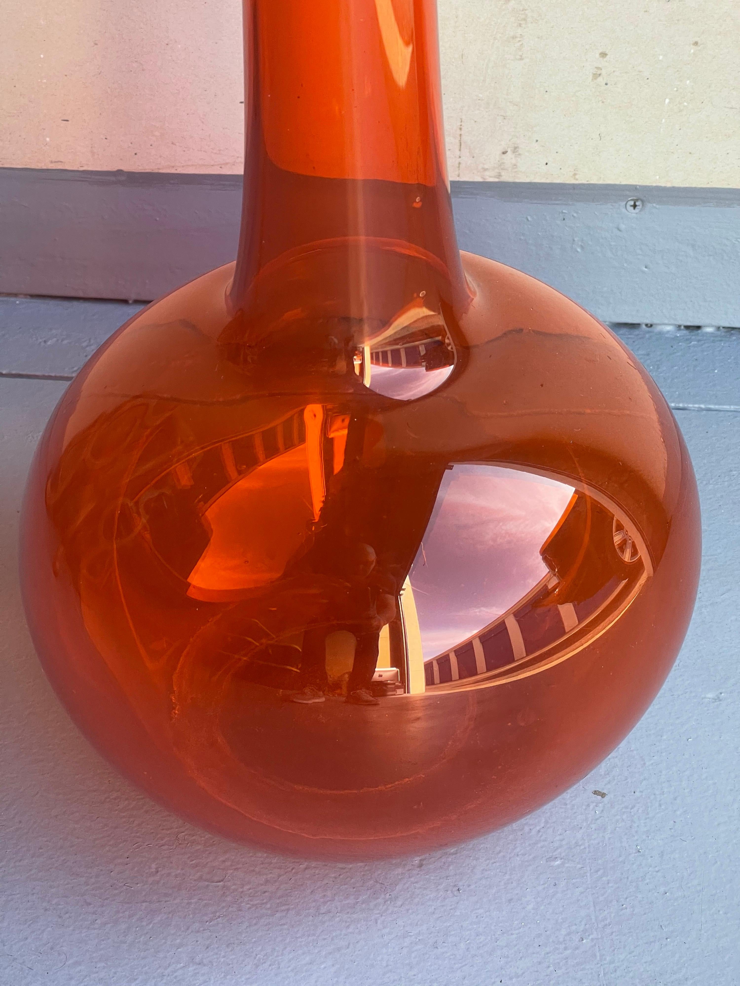 Hand Blown Tall Art Glass Vase in the Style of Don Shepherd for Blenko Glass 1