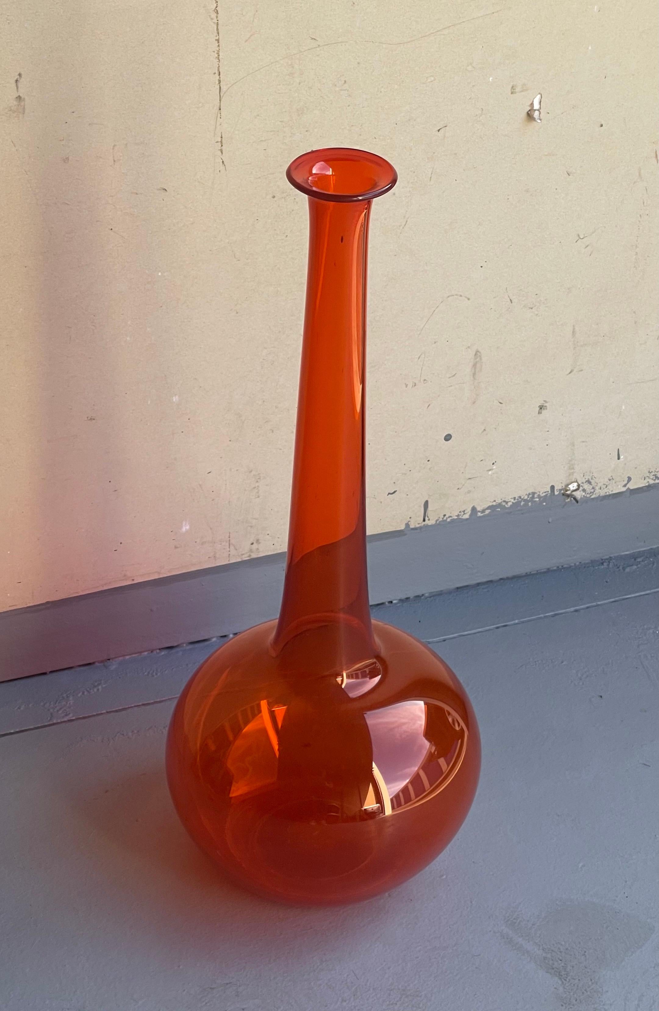 Hand Blown Tall Art Glass Vase in the Style of Don Shepherd for Blenko Glass 2