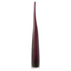 Hand Blown Tall Plum Murano Glass Vase