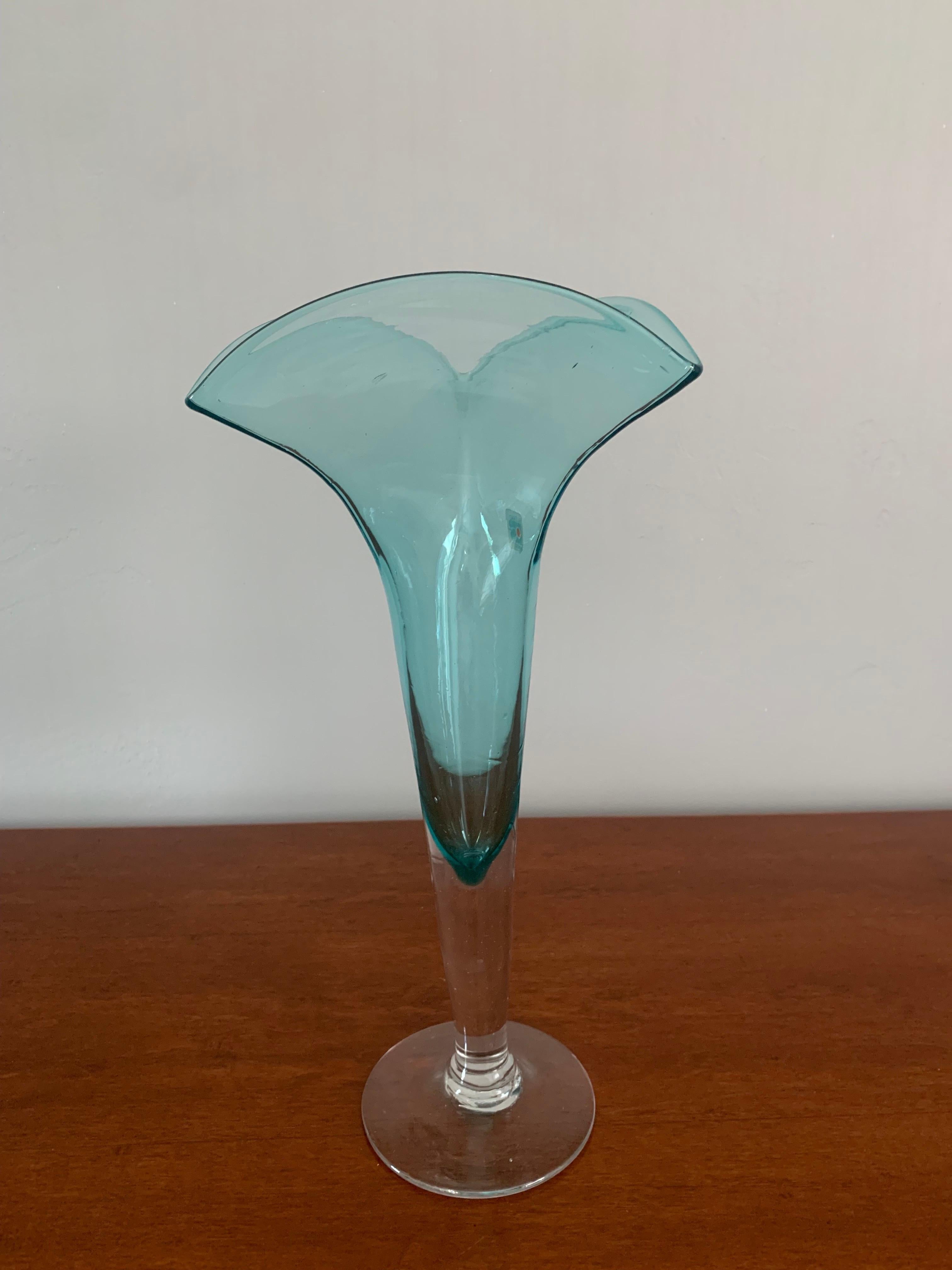 American Hand Blown Tulip Fluted Vase by Blenko For Sale