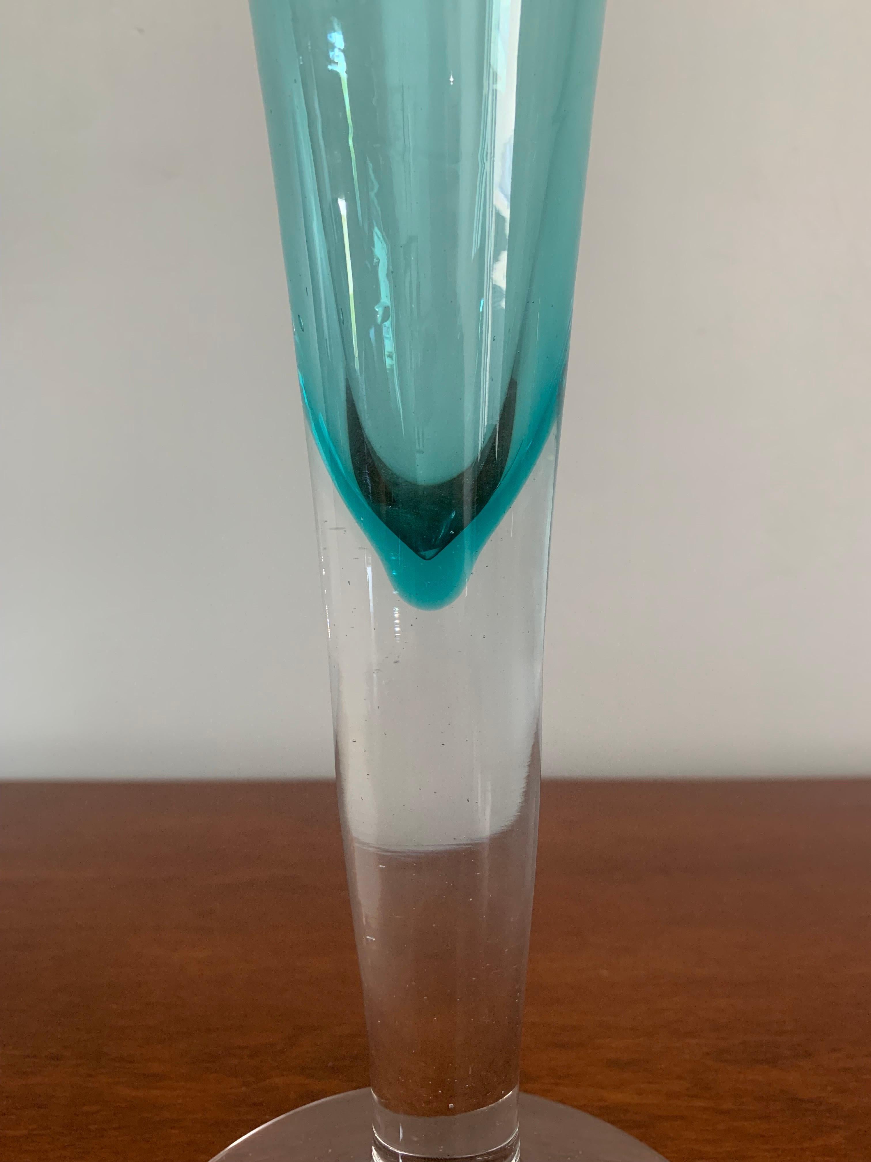 20th Century Hand Blown Tulip Fluted Vase by Blenko For Sale