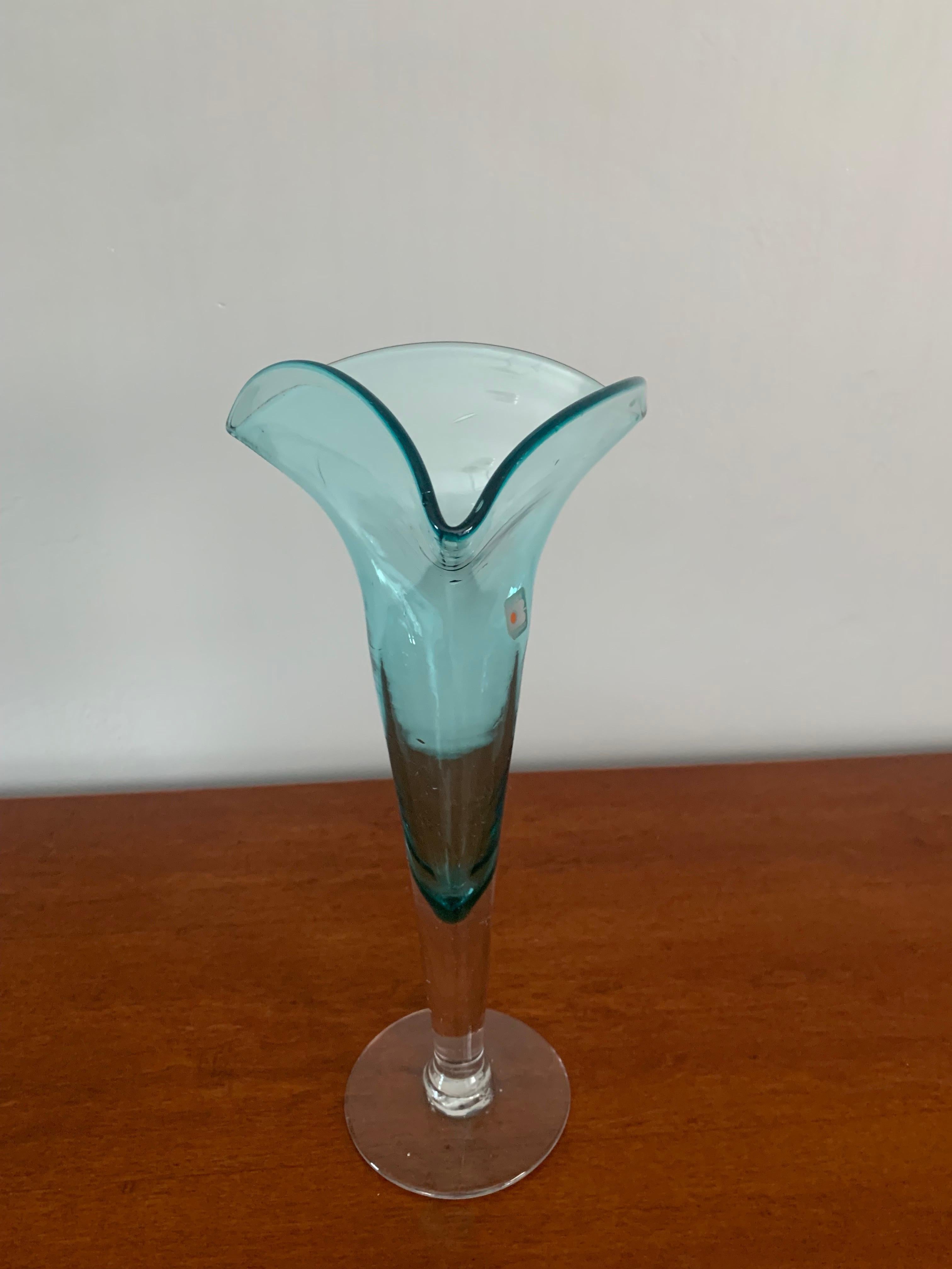 Hand Blown Tulip Fluted Vase by Blenko For Sale