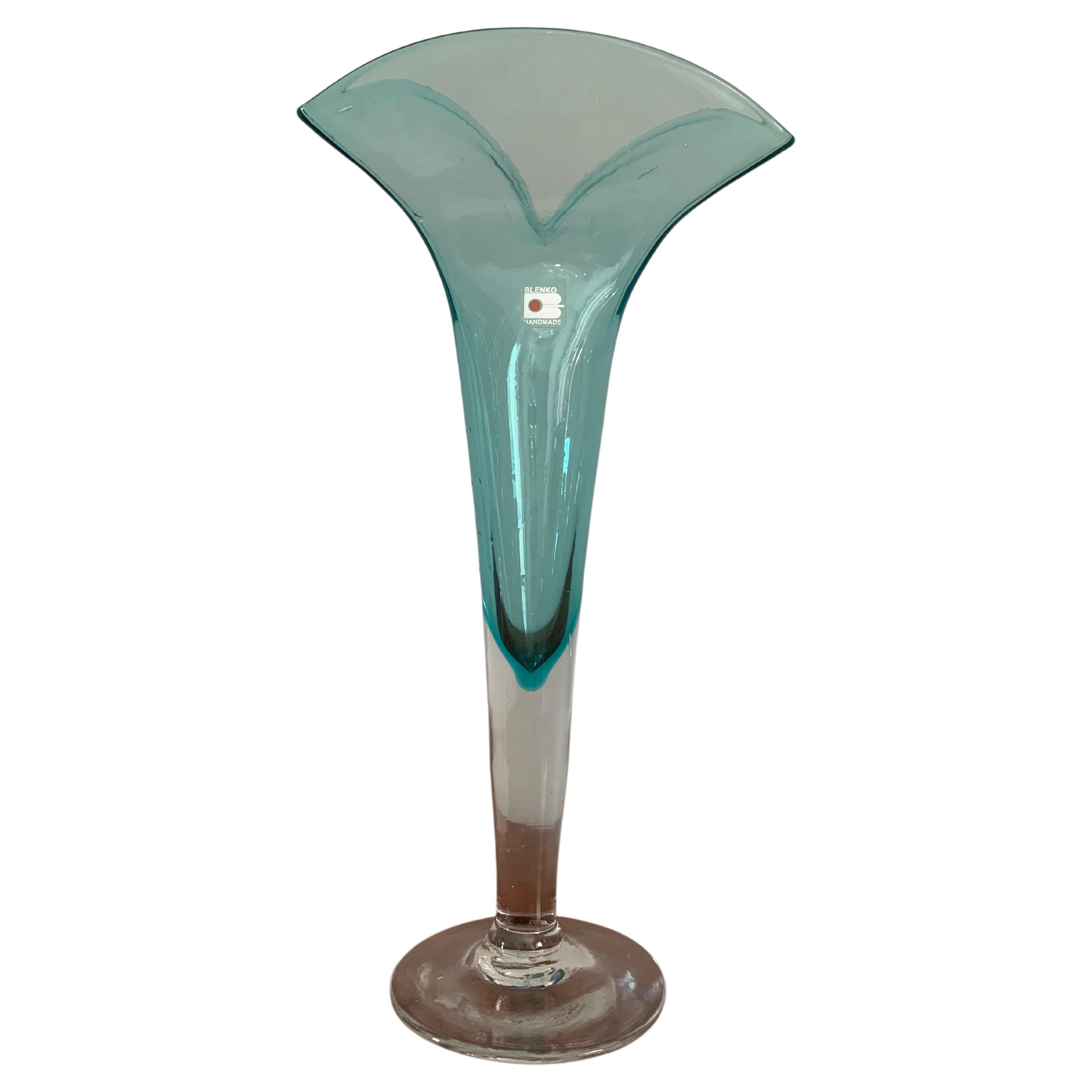 Hand Blown Tulip Fluted Vase by Blenko