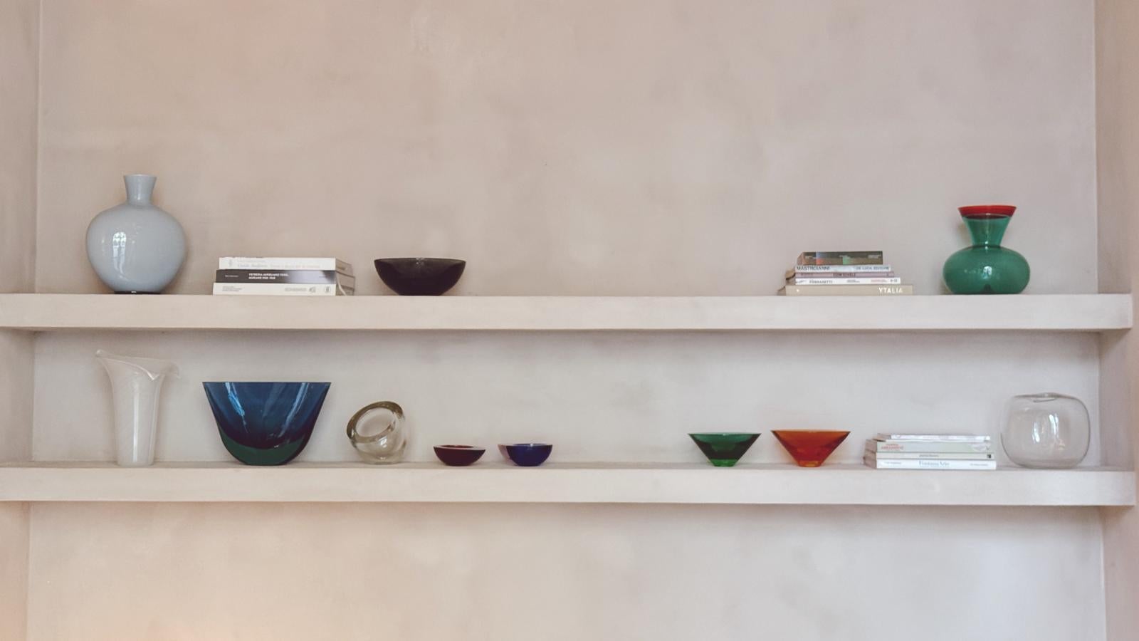 Vaso di Murano soffiato a mano in turchese con colletto rosso e arancione, Flavio Poli, 1955 in vendita 2