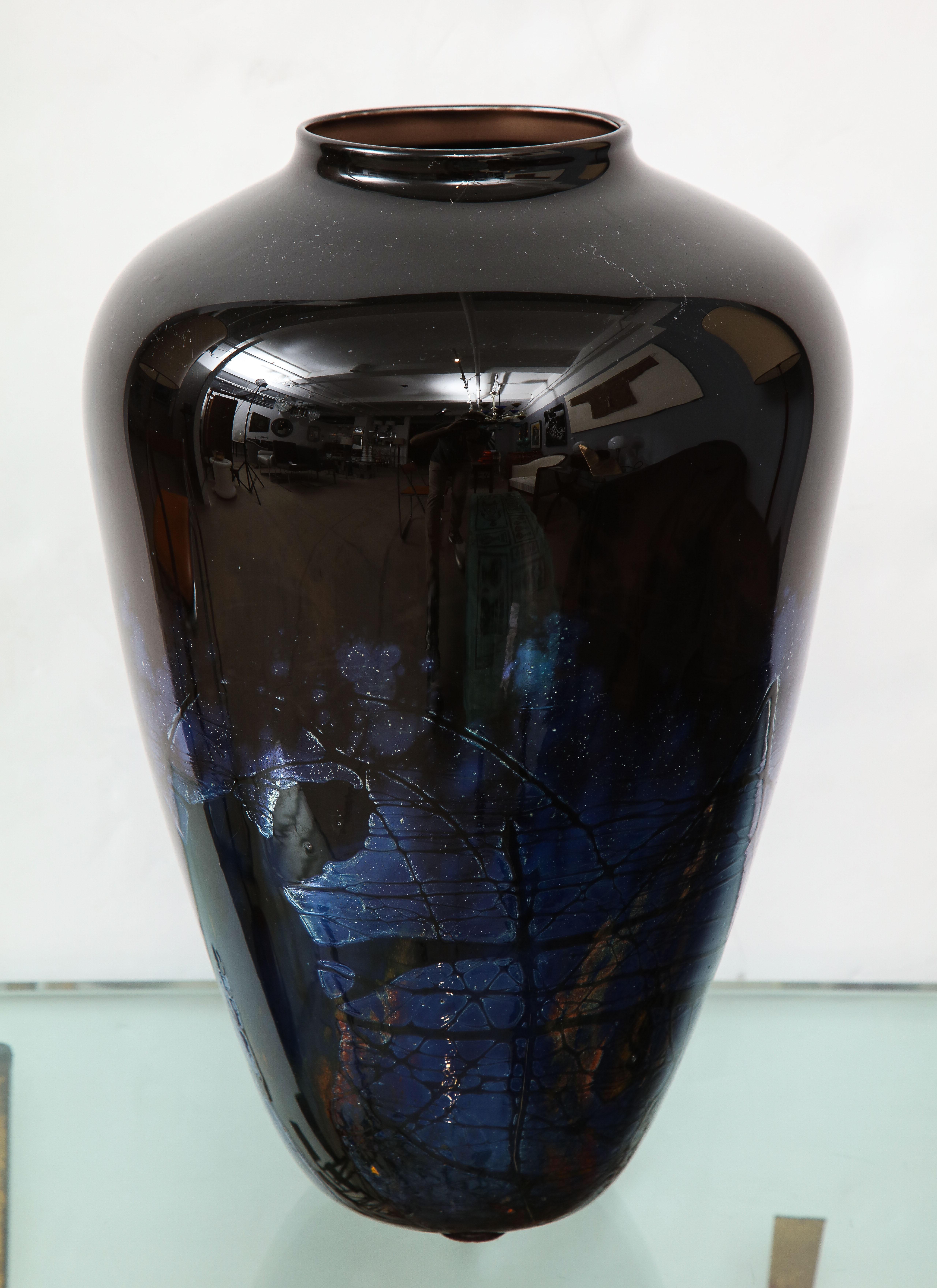 Art Glass Hand Blown Vase by Chris Ross For Sale