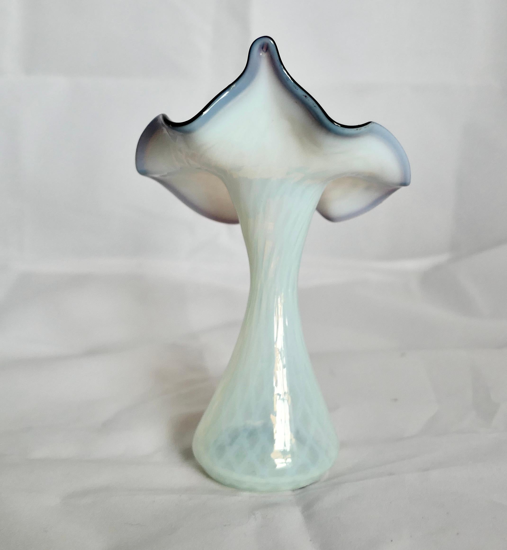 Hand Blown Victorian Semi Opalescent Jack in the Pulpit Vase    For Sale 1