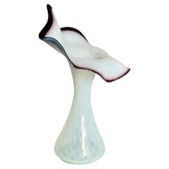 Used Hand Blown Victorian Semi Opalescent Jack in the Pulpit Vase   