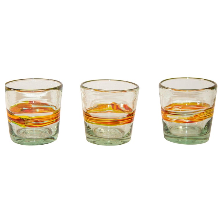 Hand Blown Vintage Double Old Fashioned Barware Drinking Glasses For Sale at 1stDibs