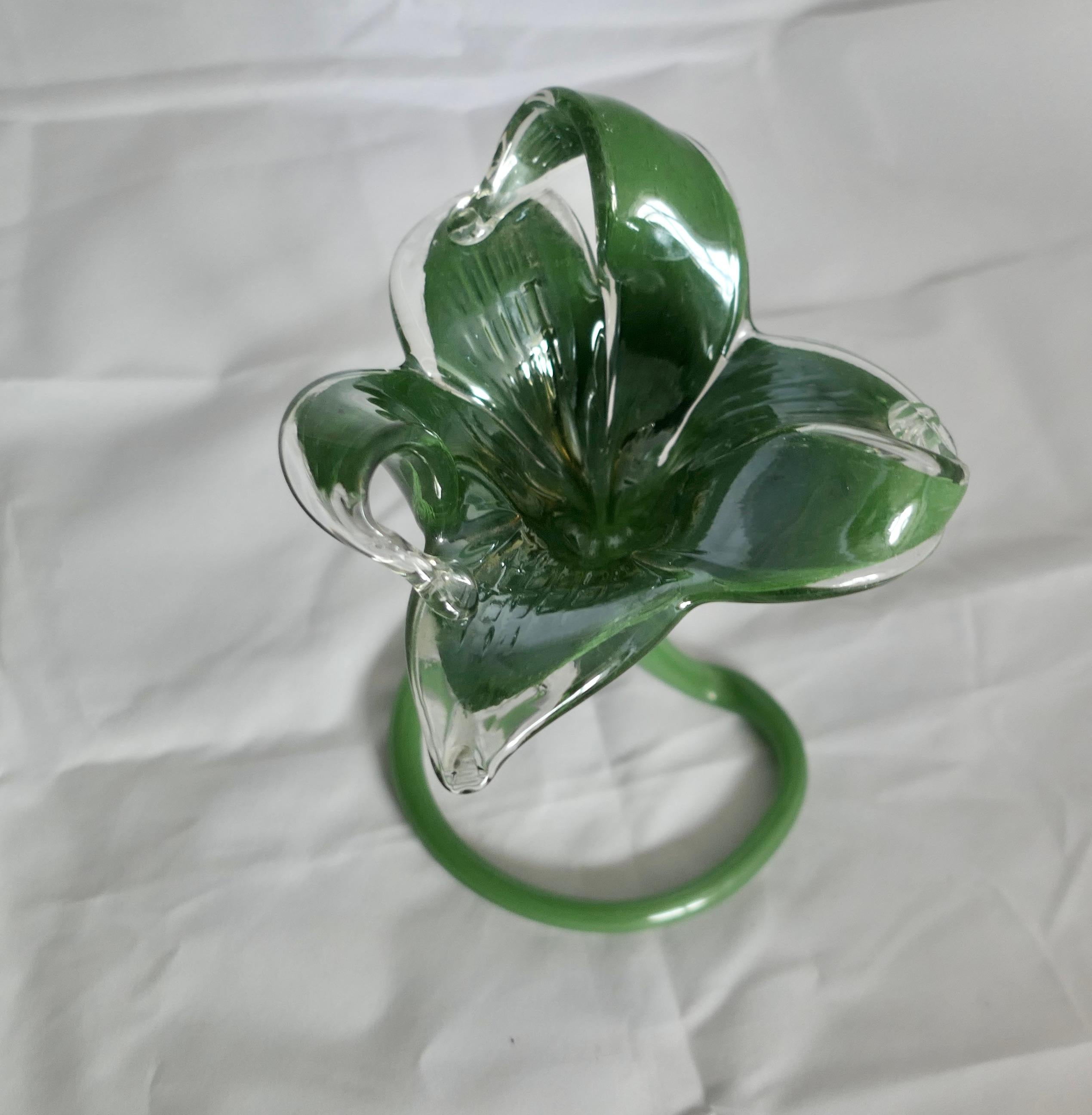 Arts and Crafts Hand Blown Vintage Murano Green Jack in the Pulpit Vase  A superb example  For Sale