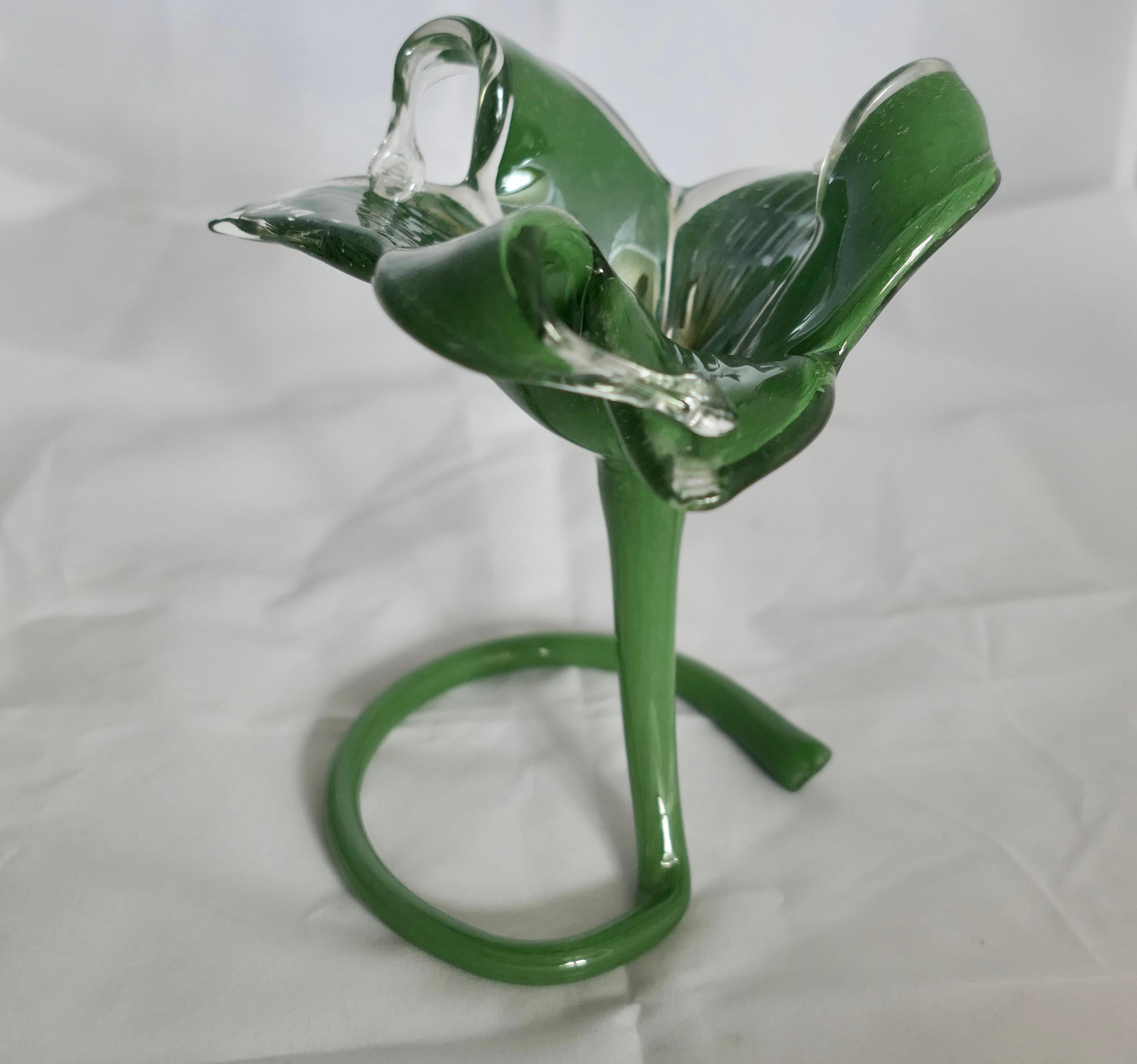 Art Glass Hand Blown Vintage Murano Green Jack in the Pulpit Vase  A superb example  For Sale