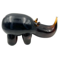 Handgeblasene skurrile Hippo-Glas-Skulptur von Svoboda