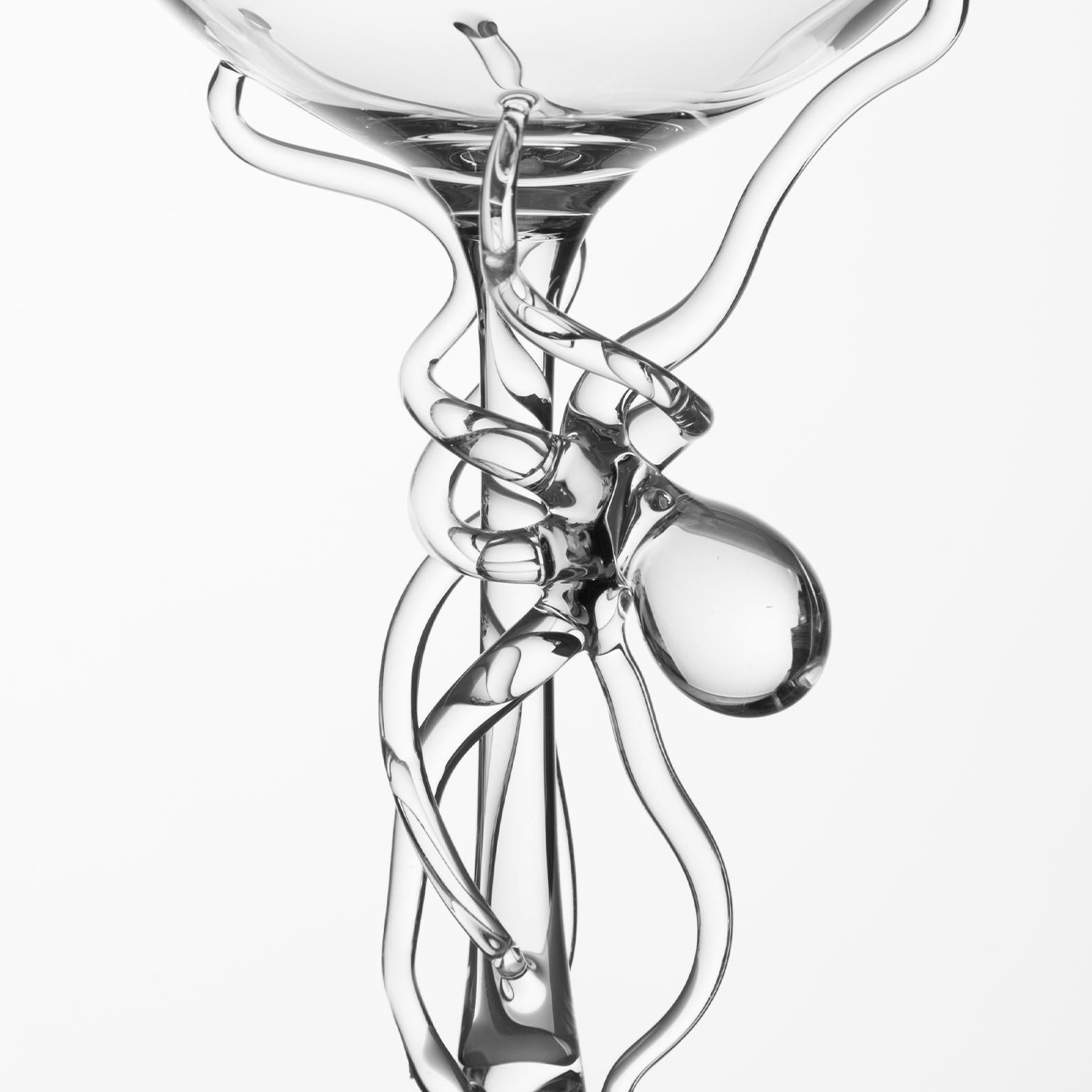 Contemporary Polpo mundgeblasenes Weinglas (Moderne) im Angebot