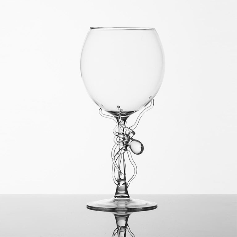 Modern 'Set of Polpo Wine Glasses' Hand Blown Wine Glass by Simone Crestani For Sale